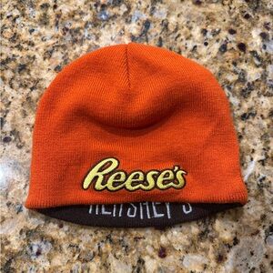 Reese's Peanut Butter Cup Orange and Hershey Brown Knit Reversible Beanie